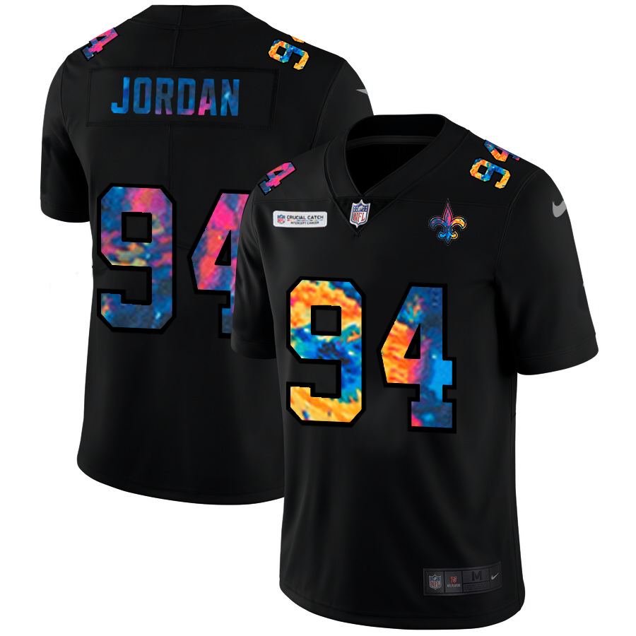 NFL New Orleans Saints #94 Cameron Jordan Men Nike MultiColor Black 2020 Crucial Catch Vapor Untouchable Limited Jersey->miami dolphins->NFL Jersey